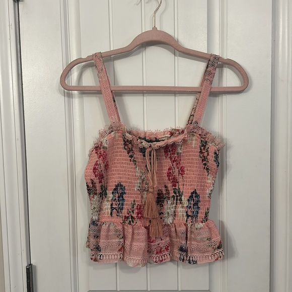 Nicholas Lilac Floral Shirred Crop Top Size 4 Small - Picture 2 of 12